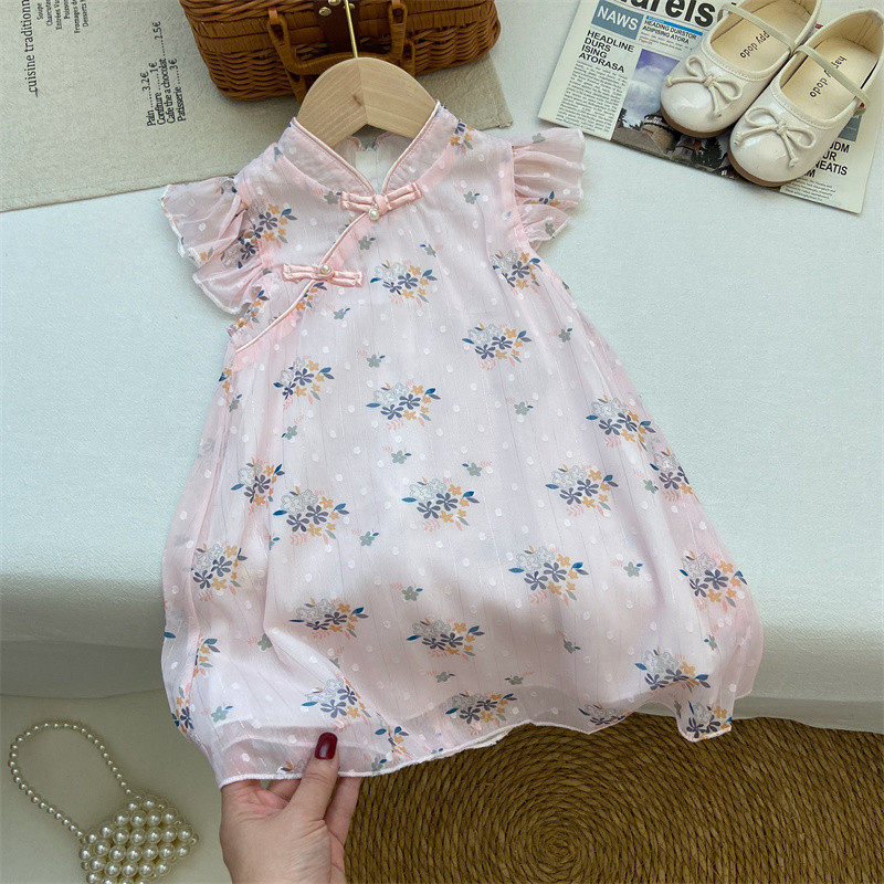 2025新款夏季薄款裙宝宝国风洋气雪纺飞袖碎花,童装/婴儿装/亲子装,旗袍,淘宝优惠券,粉丝福利购,淘宝优惠卷