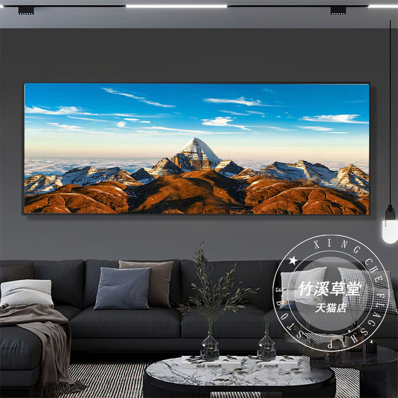 晶瓷画装饰画客厅沙发背景墙挂画布达拉宫名族风冈仁波齐壁画西藏,家居饰品,现代装饰画,淘宝优惠券,粉丝福利购,淘宝优惠卷