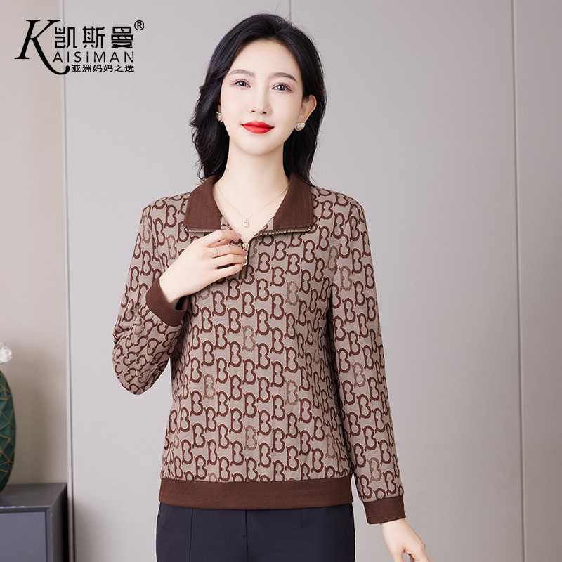 凯斯曼2025秋装新款春洋气妈妈装长袖套头衬衫中年女士23887