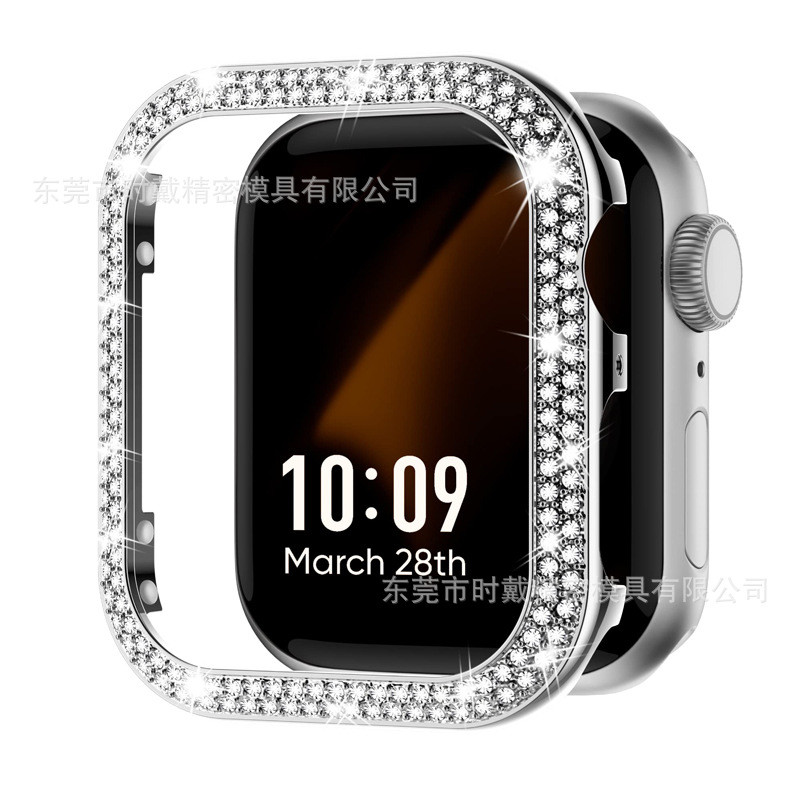 适用苹果手表壳Applewatch4567代镂空合金双钻保护套iwatch保护壳
