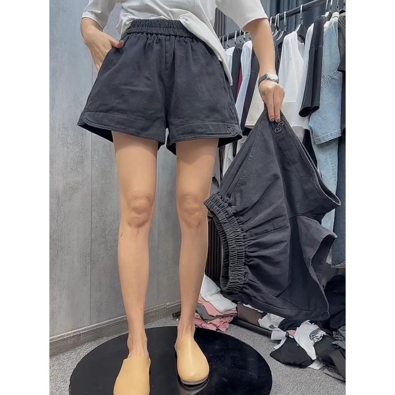 欧货2023秋季新款宽松刺绣洗水牛仔女a字休闲阔腿裤裙裤