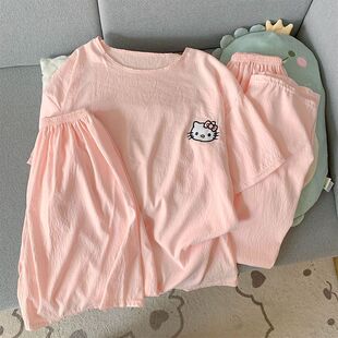 三件套装 现货纯棉睡衣女夏季 短袖 薄款 家 纯棉甜美可爱卡通宽松大码