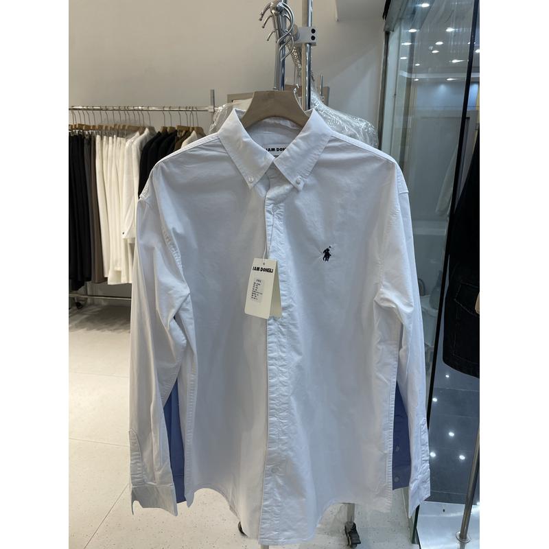 2024秋冬新款韩国小马刺绣水洗纯棉牛津纺长袖衬衫情侣男女款衬衣