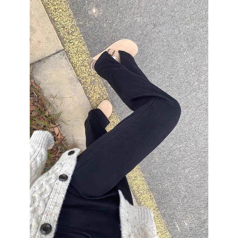 黑色微喇开叉女秋冬加绒胖妹妹mm梨形身材显瘦直筒长裤,女装/女士精品,大码裤装,淘宝优惠券,粉丝福利购,淘宝优惠卷