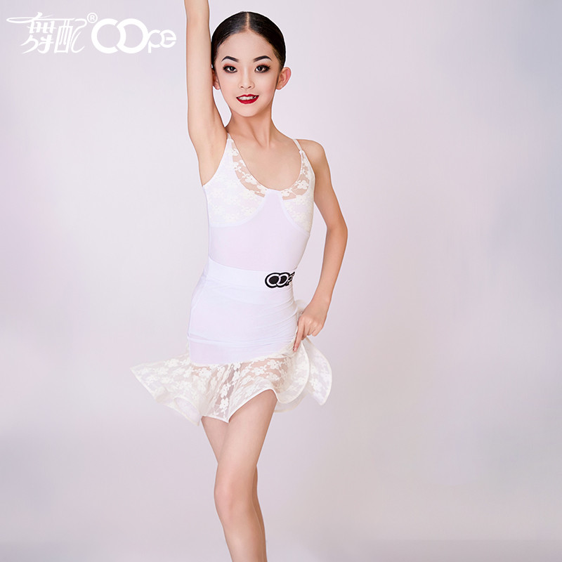 拉丁舞服oope舞配少儿拉丁舞服练功服训练服新款白色套装