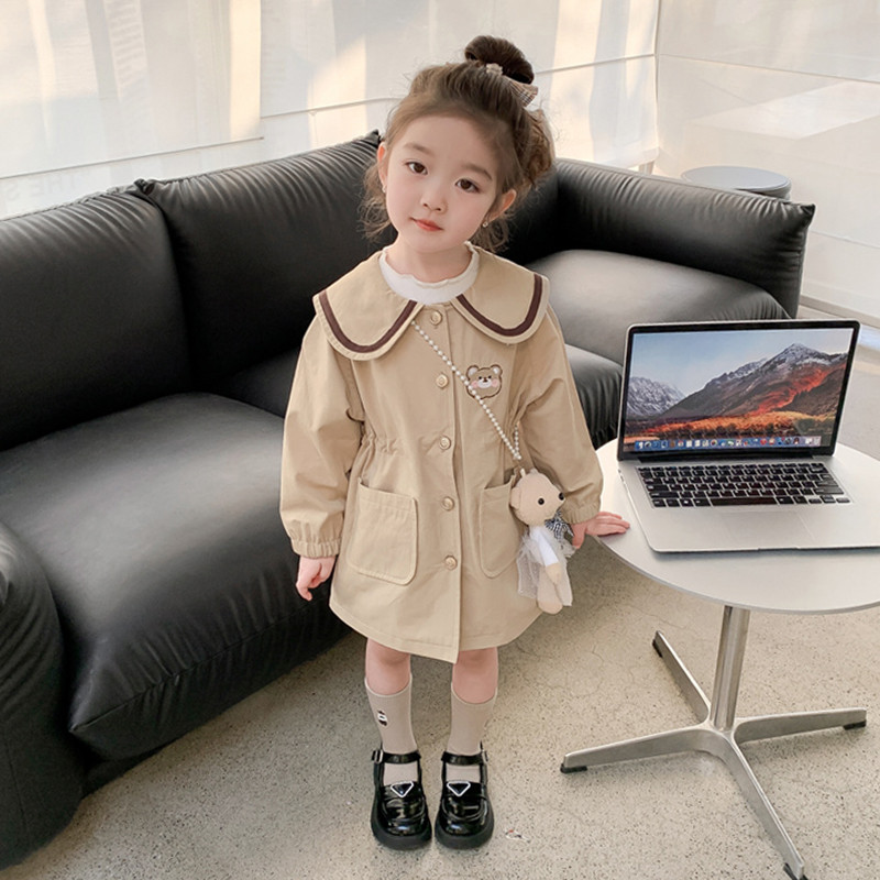 风衣中长款小童2025新款春季女宝宝洋气时髦儿童春装