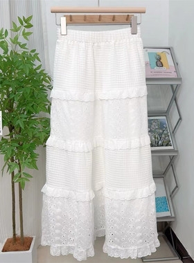 萌姿丹 蕾丝蛋糕裙显瘦芭蕾风小个子白色a字半身自带打底