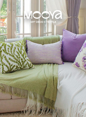 MOOYA朝蔓紫露 法式抱枕复古宫廷黛紫色松石绿靠枕套沙发客厅轻奢