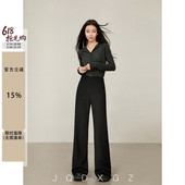 女春秋梨型身材垂感显瘦阔腿裤 崛起 小个子黑色裤