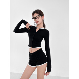 美式辣妹时尚套装女夏减龄干练气质小个子开衫两件套