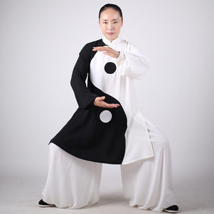 马蕾太极春秋新款太极拳武术表演服男女团队练功服中长款太极道