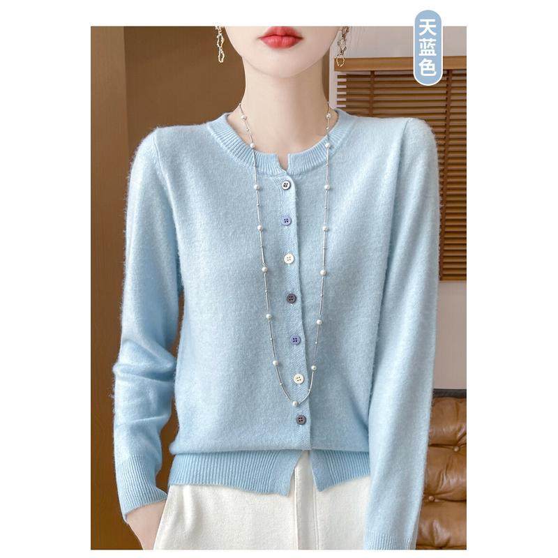 2024新款春秋纯开衫女圆领短款毛衣宽松长袖小个子,女装/女士精品,羊绒衫,淘宝优惠券,粉丝福利购,淘宝优惠卷