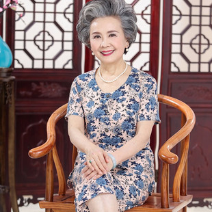 热天六十岁70多妈妈夏装棉调套装夏棉球睡衣粘稠老年人女款衣