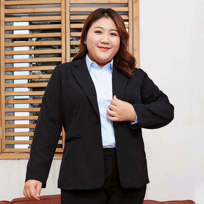 200斤加肥加大码套装女职业工作面试中长宽松潮