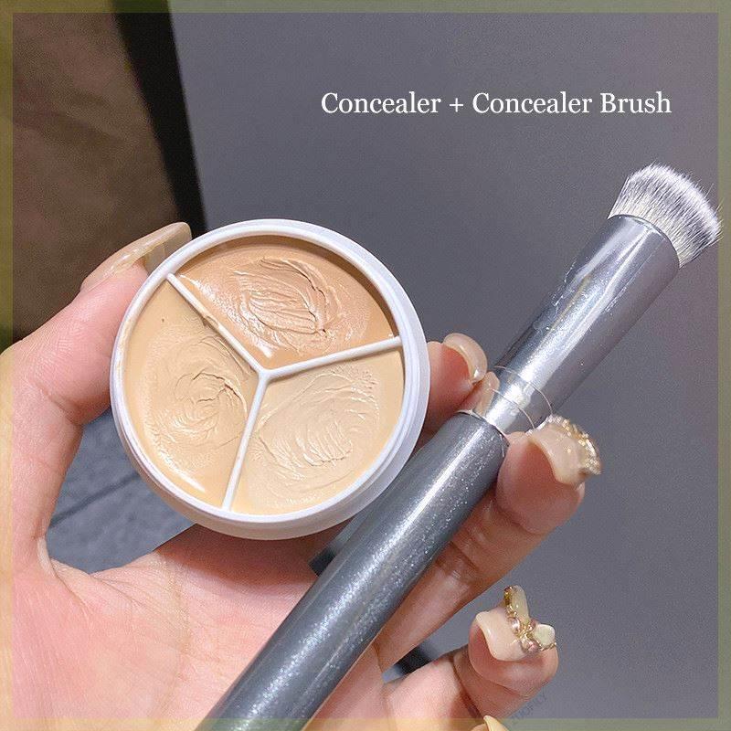 3-Color Concealer Palette Cream Texture Covers Acne Marks
