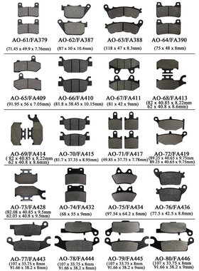 适配FA419/415/409/390/388/387/335/344/266/261/244前后刹车片