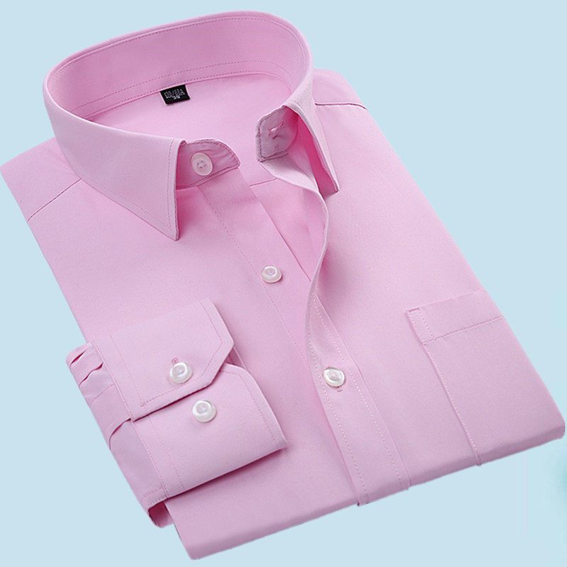 秋季薄款衬衫男长袖新郎伴郎职业工装浅粉色打底衫加肥加大码,男装,衬衫,淘宝优惠券,粉丝福利购,淘宝优惠卷