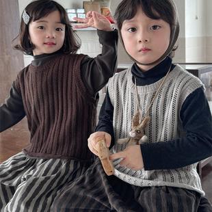 2024儿童秋季新款纯色男女宝宝森系马甲