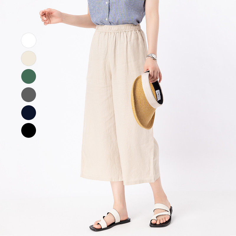 麻趣裤八分直筒百搭慵懒松紧腰九分亚麻阔腿裤女,女装/女士精品,休闲裤,淘宝优惠券,粉丝福利购,淘宝优惠卷