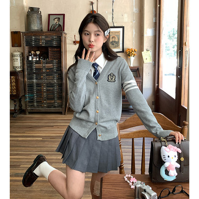 东京岁时记jk毛衣开衫女纯棉慵懒学院风秋季萩原奈子