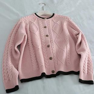 高级感~麻花毛衣女宽松慵懒风秋冬新款软糯开衫