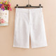 5分裤 夏季 宽松直筒裤 显瘦休闲中裤 白色亚麻五分裤 女大码