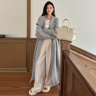 浅布调秋冬大长款开衫女慵懒风衫宽松加厚毛衣高级感