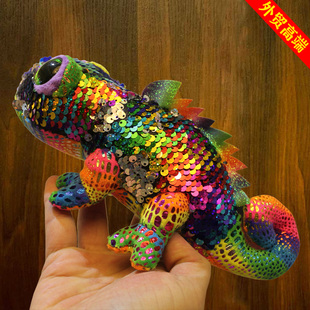 外贸高端ty蜥蜴亮片公仔美国独角兽变色恐龙玩偶情侣女王神节礼物