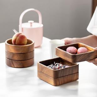 ins风木质餐具实木咖啡托盘家用甜品点心盘 创意可堆叠木盘子日式