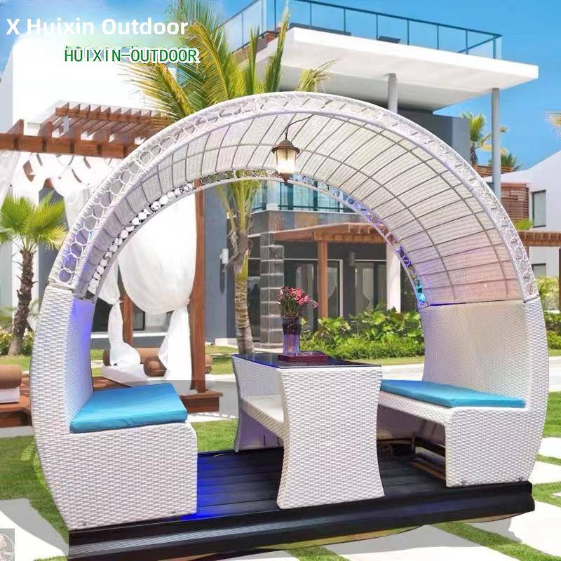 户外秋千四人动力摇椅花园庭院藤藤椅吊床户外家庭摇椅懒人秋千