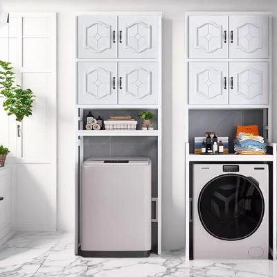 阳台洗衣机上方置物架子全自动波轮滚筒钢架带柜门洗护杂物储物柜