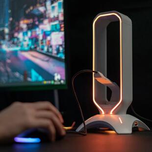 Waizowl唯卓 耳机支架 RGB游戏支架 手办架 USB拓展坞 桌搭外设