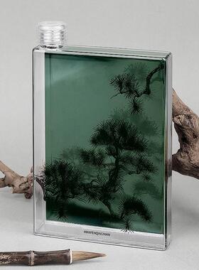 boeibei卜A杯 青松国风500ml个性水壶学生随手杯创意扁平方形水杯