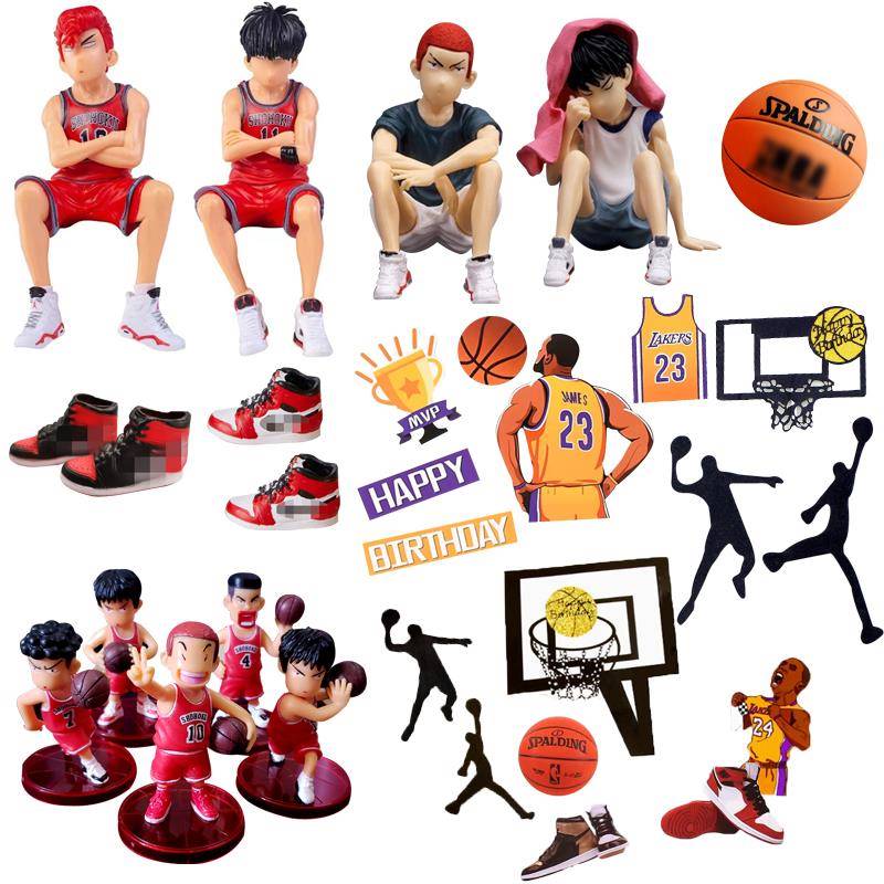 篮球球星公仔玩偶模型人偶球框球鞋蛋糕插牌插件男生生日蛋糕装饰