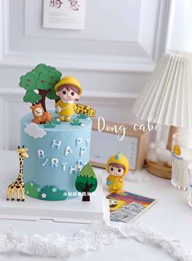 烘焙小黄帽 帽子背包小女孩 黄色衣服女生生日蛋糕甜品台装饰摆件