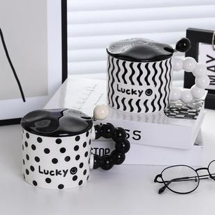 咖啡杯带盖大容量马克杯子个性办公室陶瓷水杯套装高颜值早餐杯