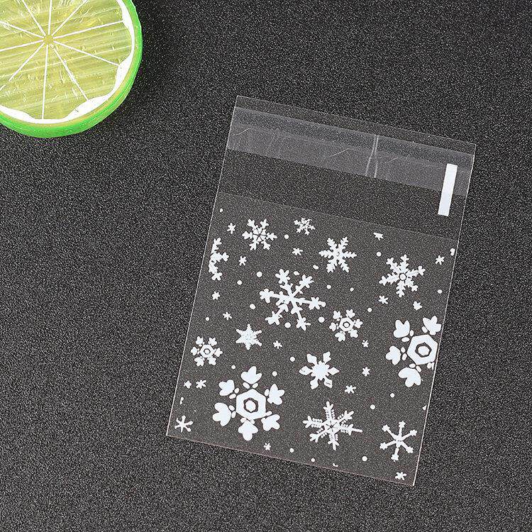 包邮烘焙包装透明饼干袋圣诞节雪花自封粘蛋黄酥点心糖果袋 100个