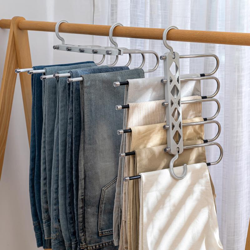 折叠裤架家用衣橱魔术衣架多层防滑多功能不锈钢简约收纳裤子挂架