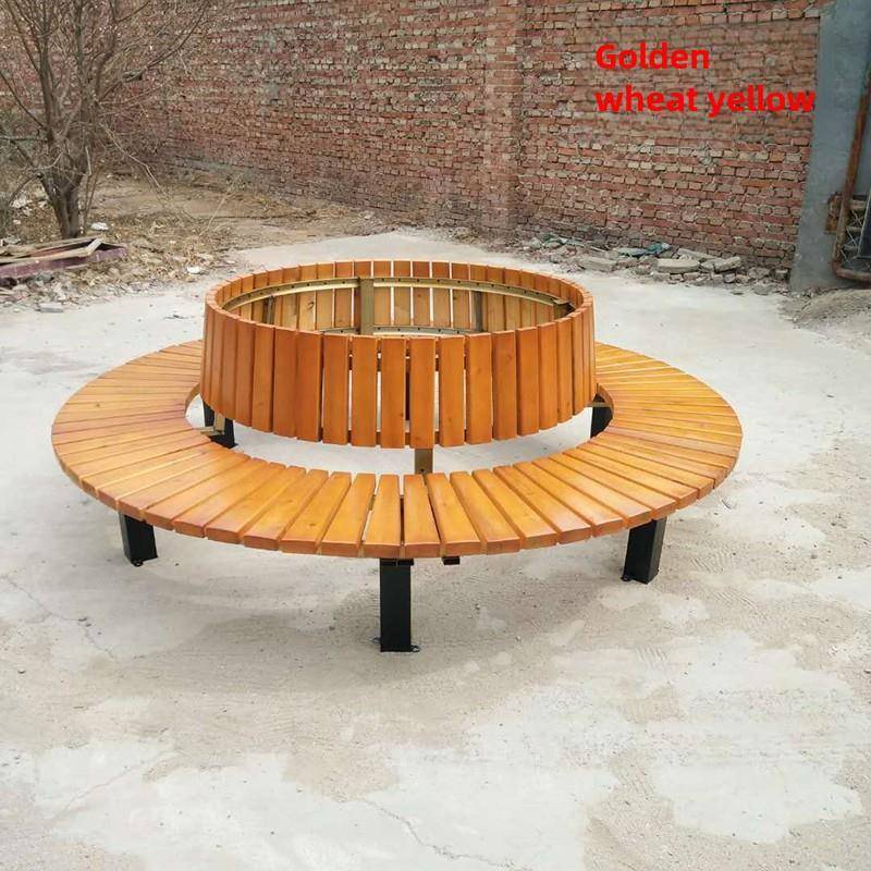防腐木公园椅围树凳椅庭院小区休息凳子圆形休闲摆件户外围树椅