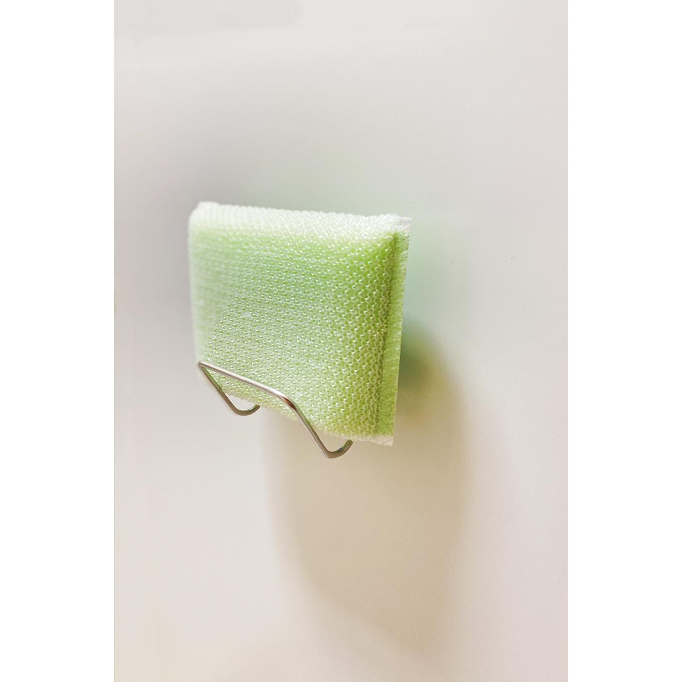 CAINZ海绵架304不锈钢置物架免打孔带吸盘抹布收纳架沥水架挂壁墙