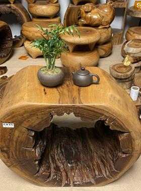 香樟木根雕凳子置物架