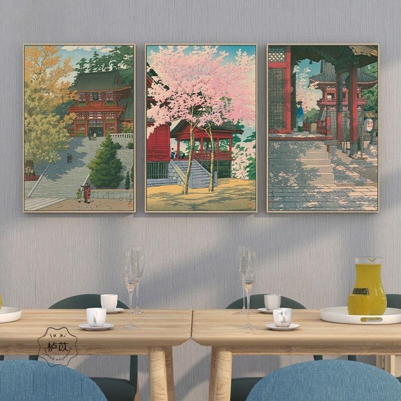 川濑巴水日式客厅玄关装饰画饭店餐厅壁画浮世绘风景书房卧室挂画图片