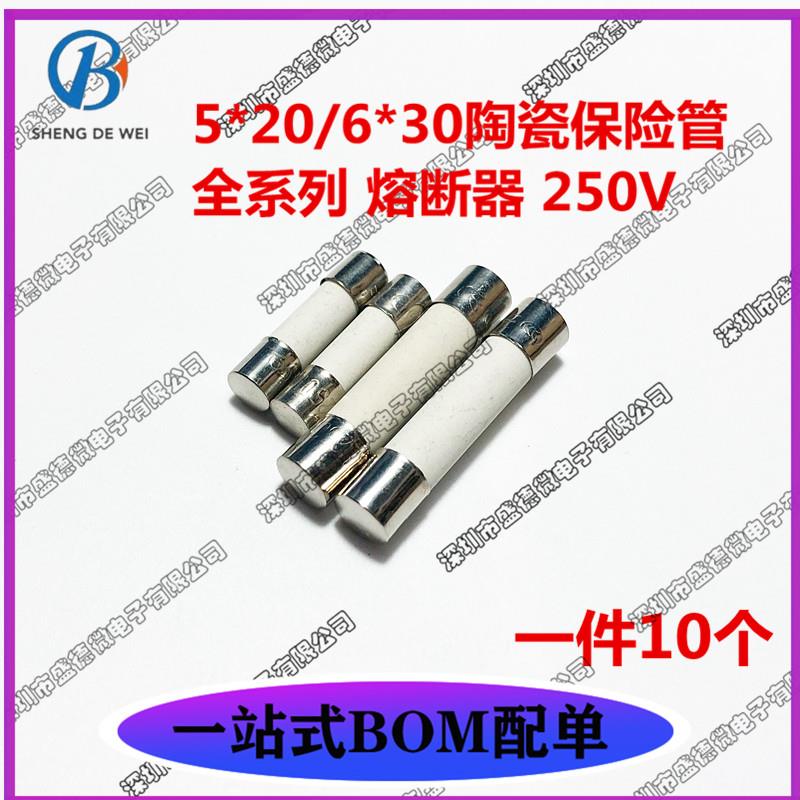 5x20 6x30mm 1A 2A 3A 5A 8A 10A 15A-30A陶瓷保险管250V熔断器
