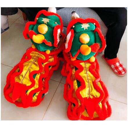 舞狮猫衣服网红如花款泰迪避水金睛兽四脚神兽过年过节铃铛狗衣服