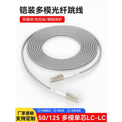 防鼠室外铠装多模光纤跳线单芯LCLC转SC/ST/FC机房通信光缆尾纤线AI