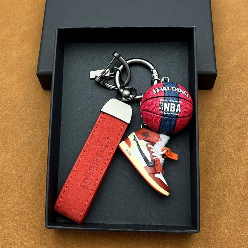 联名篮球鞋翻毛皮钥匙扣汽车高档钥匙炼潮酷背包男生篮球情侣挂件