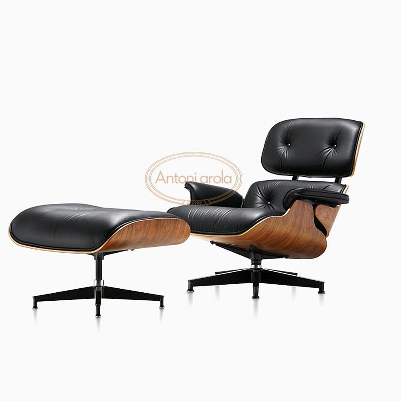 北欧单人沙发椅伊姆斯躺椅真皮Eames旋转意式复古休闲椅现代简约
