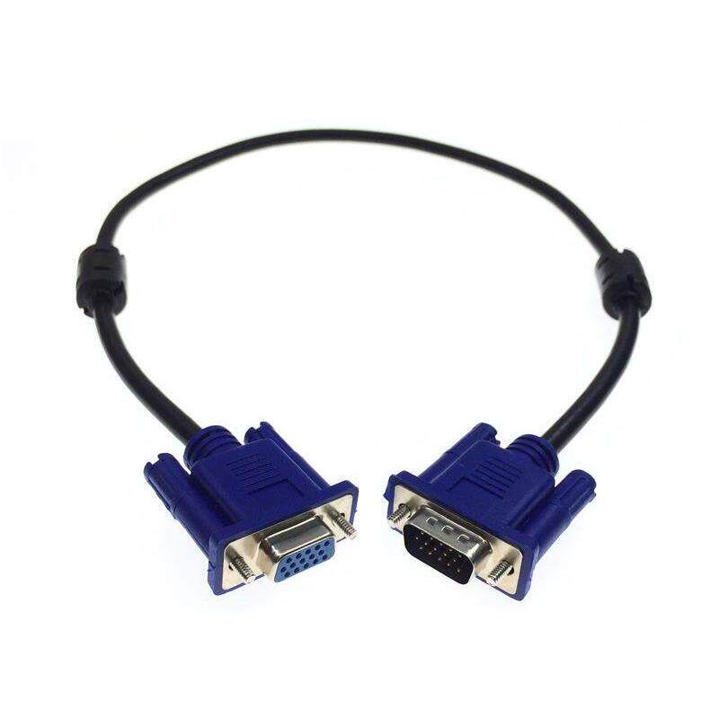VGA线50cm电脑显示器视频信号连接线3排15针VGA公对母延长线0.5米