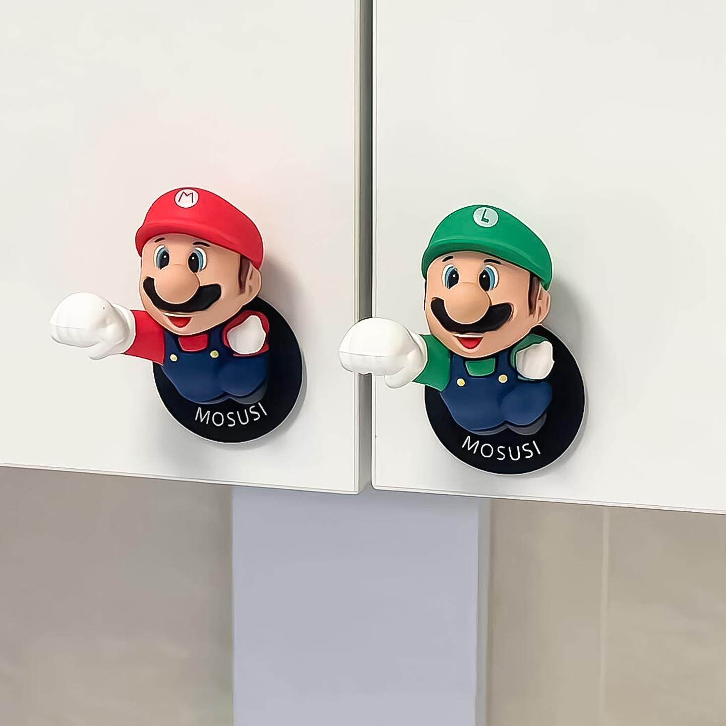 玛利欧柜门把手儿童房衣柜抽屉可爱把手黏胶免打孔厨房柜门装饰