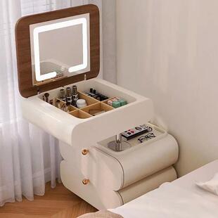化妆台床头柜一体可隐藏镜子翻盖升降化妆桌可移动高级感小型收纳
